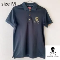 MARK&LONA 半袖ポロシャツ 44 S-M 赤 総柄 スカル ゴルフウェア - メルカリ