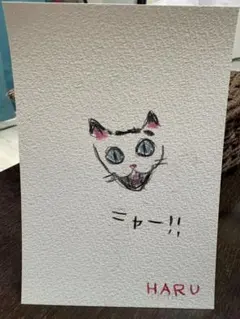 手描きイラスト 原画 猫 HARU 「落書き」