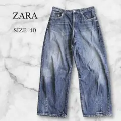 ZARA ザラ ワイドレッグデニム 古着 カジュアル ストリート ゆったり L