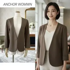 ANCHOR WOMWN　洗える ノーカラー ジャケット 通勤 オフィスのサムネイル