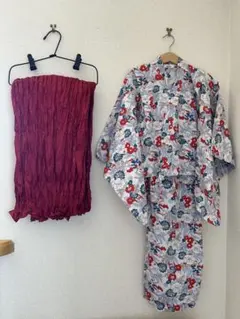 一度のみ着☆pair manonワンピース型浴衣セット 130
