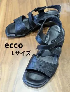 極美品☆ ecco レディース本革製ストラップサンダル ベルト 花 ブラック Lのサムネイル