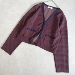 green label relaxing 千鳥柄 ニットカーディガン ノーカラー