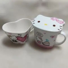 平成レトロ Hello Kitty ハローキティ マグカップ2点と蓋1点セット