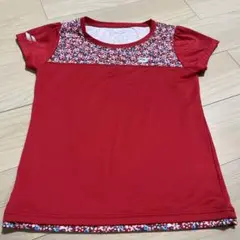 バボラ　赤 花柄 テニスTシャツ　Lサイズ