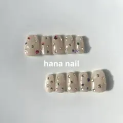 【6】現品　シンプル　ビジュー　個性派ネイル　ネイル　ネイルチップ