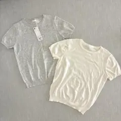 【新品】グレー ホワイト 半袖Tシャツ M 2枚セット