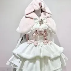 ♥うさみみケープ付き ふわふわ 甘ロリコーデセット ♥