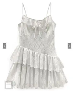 花柄レースフリルキャミソールミニワンピース ホワイト　GRL dk1348