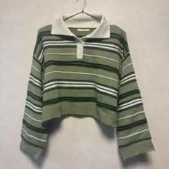 【美品】エムズエキサイト ボーダー緑 ニット