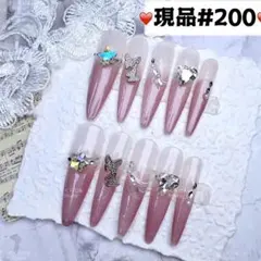 200現品推しネイルチップ付け爪量産型姫ギャルクロムハーツチークy2k痛ネイル