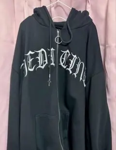 ヴォルカン＆アフロダイティ 猫耳ロゴZIP パーカー ブラック L