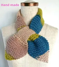 ★マフラー ストール ティペット ネックウォマー ニット 手編み バンドメイド