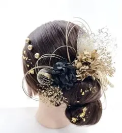no.5097 成人式髪飾り　成人式　卒業式　髪飾り　ヘアアクセ　金箔　ゴールド