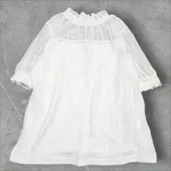 【美品】グレイル　フリルネック　総レースプルオーバー　ブラウス　Ｍ　白　切り替え