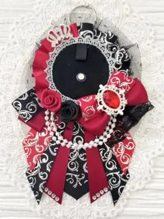 ୨୧1773 ハンドメイド 痛ロゼット♡レッド×ブラック(シルバーベース)