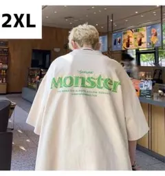 メンズ　Tシャツ　半袖　夏服 オーバーサイズ　バックプリント　ストリート　2XL