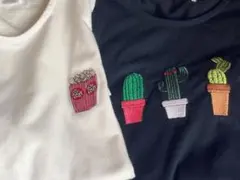 RETRO GIRL 刺繍 Tシャツ ポップコーン サボテン M まとめ売り