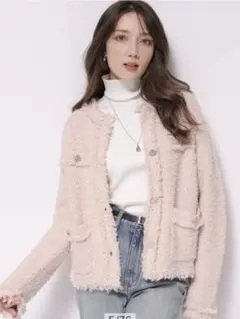 最終お値下げ♡アプワイザーリッシェ♡フリンジツィードニットジャケット
