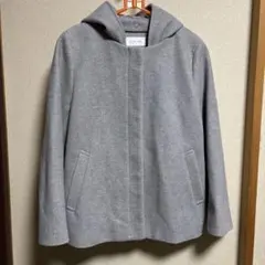 GLOBALWARK フード付きグレーウールコート