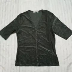 22 OCTOBRE ダークグレー 半袖カーディガン　ラメ入り　22オクトーブル