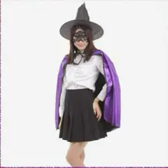 【パープル大】魔女 コスプレ ハロウィン　お手軽５点セット　初心者向け