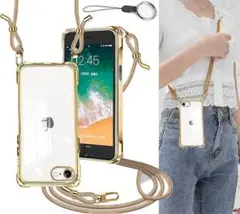 OJBSEN iPhoneSE3/ 用ケー カバー ストラップ2枚付き ゴールド