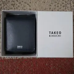 TAKEO KIKUCHI ネイビー 二つ折り財布 牛革