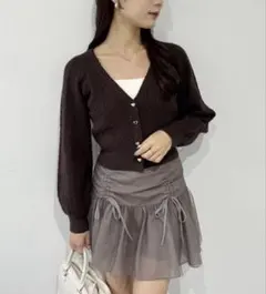 ハートボタンケーブルニットカーディガン