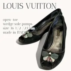 LOUIS VUITTON パンプス 23.5cm 黒 バタフライ オープントゥ