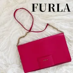 【美品】FURLA フルラ ジジ チェーンショルダーバッグ 本革 ピンク