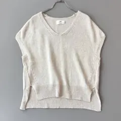プルミエアロンディスモン✨リネン混 フレンチスリーブサマーニットプルオーバー 麻のサムネイル