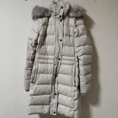 【美品】Tommy Hilfiger フード付きロングダウンジャケット ベージュ