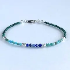 天然石マラカイト&ターコイズ＆ラピスラズリとカレンシルバーのブレスレット