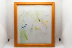 いわさきちひろ 絵画 少女と小鳥