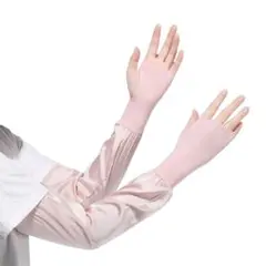 ☘️ アームカバー　uvカット 日焼け防止 シルク風　UPF50+ 冷感　ピンク