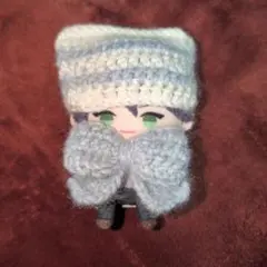 《白×水色》にじぱぺっと ぬい服 10cm 猫耳ニット帽 リボン