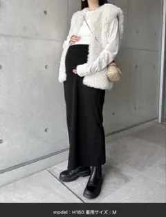 andme マタニティ　セルフカットリブタイトスカート　Lサイズ