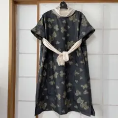 着物リメイクチュニックワンピース　大島紬リメイクチュニック