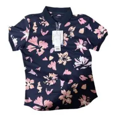 Callaway フラワーパターンシャツ ネイビー/ピンク　Lサイズ