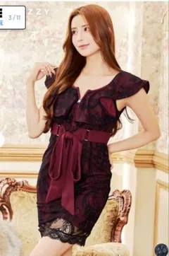 総レースフロントジップタイトミニドレス