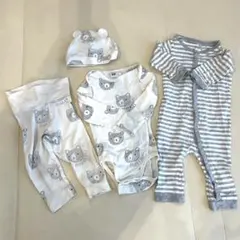 【H&M】長袖カバーオールとロンパース 帽子付き 4点セット 68cm 74cm