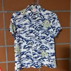 AVANTI アロハシャツ チャイナ風半袖 鶴柄 ブルー - メルカリ