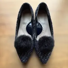 チャーキーズ ツイードパンプス (取り外しボンボン付き)