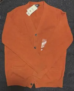 【タグ付き新品】ユニクロ　プレミアムラムVネックカーディガン　オレンジ　XL