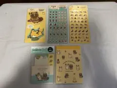 タヌキとキツネ プチシール２点、マグネット、ミニレターセット、メモ帳まとめて