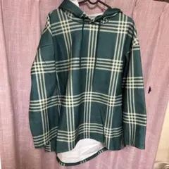 チェック柄フード付きパーカー