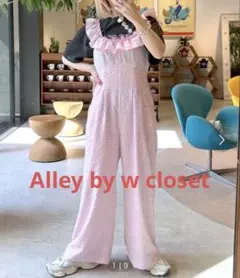 Alley by w closet美品ピンクギンガムチェック フリル サロペットのサムネイル