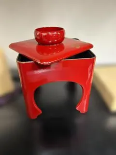 漆器 蓋付き 菓子器 伝統工芸 朱塗り 金彩 縁起物 茶道具 アンティーク