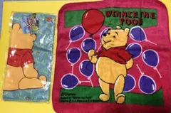 くまのプーさんハンカチ2枚セット　少し大きめハンカチ＆エンジョイポケットタオル